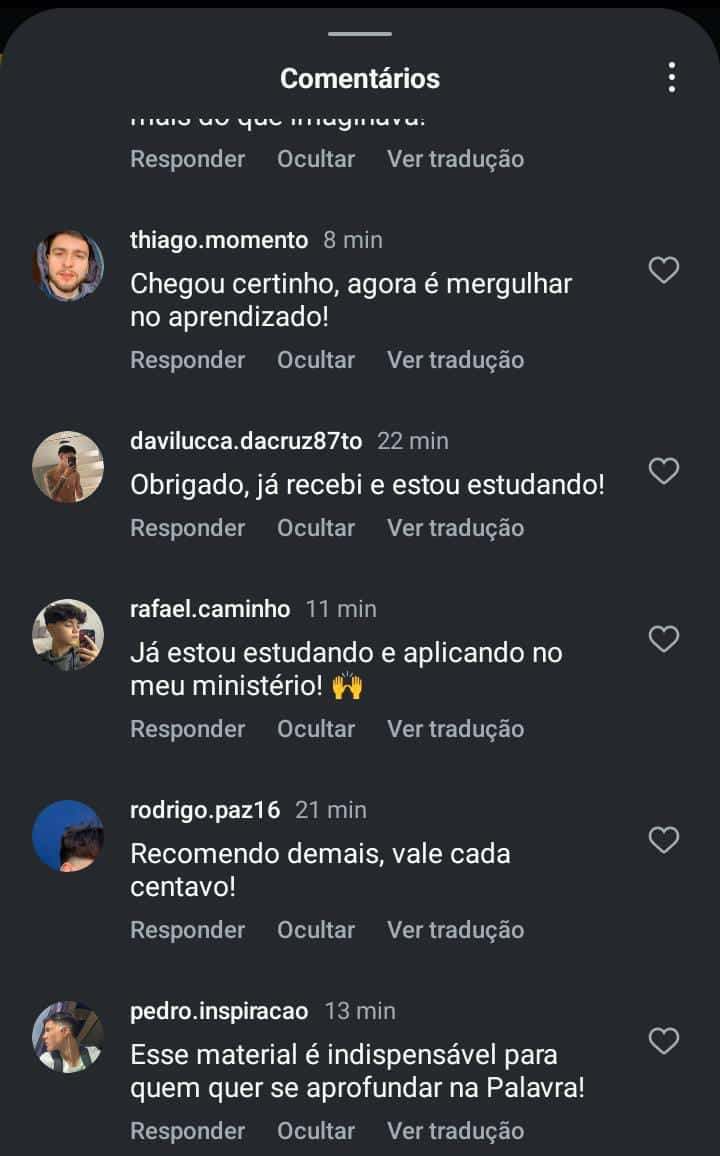Comentários positivos no Instagram