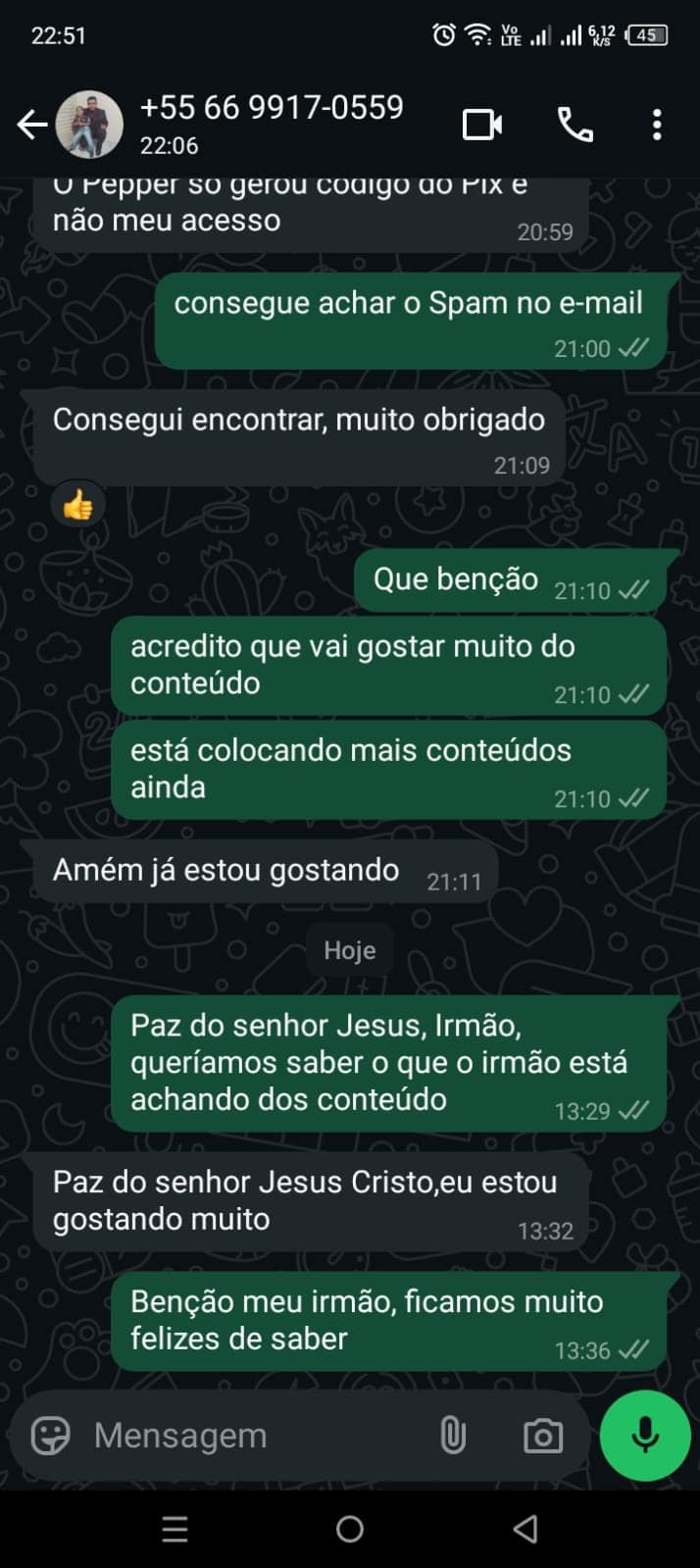 Cliente recomendando o produto